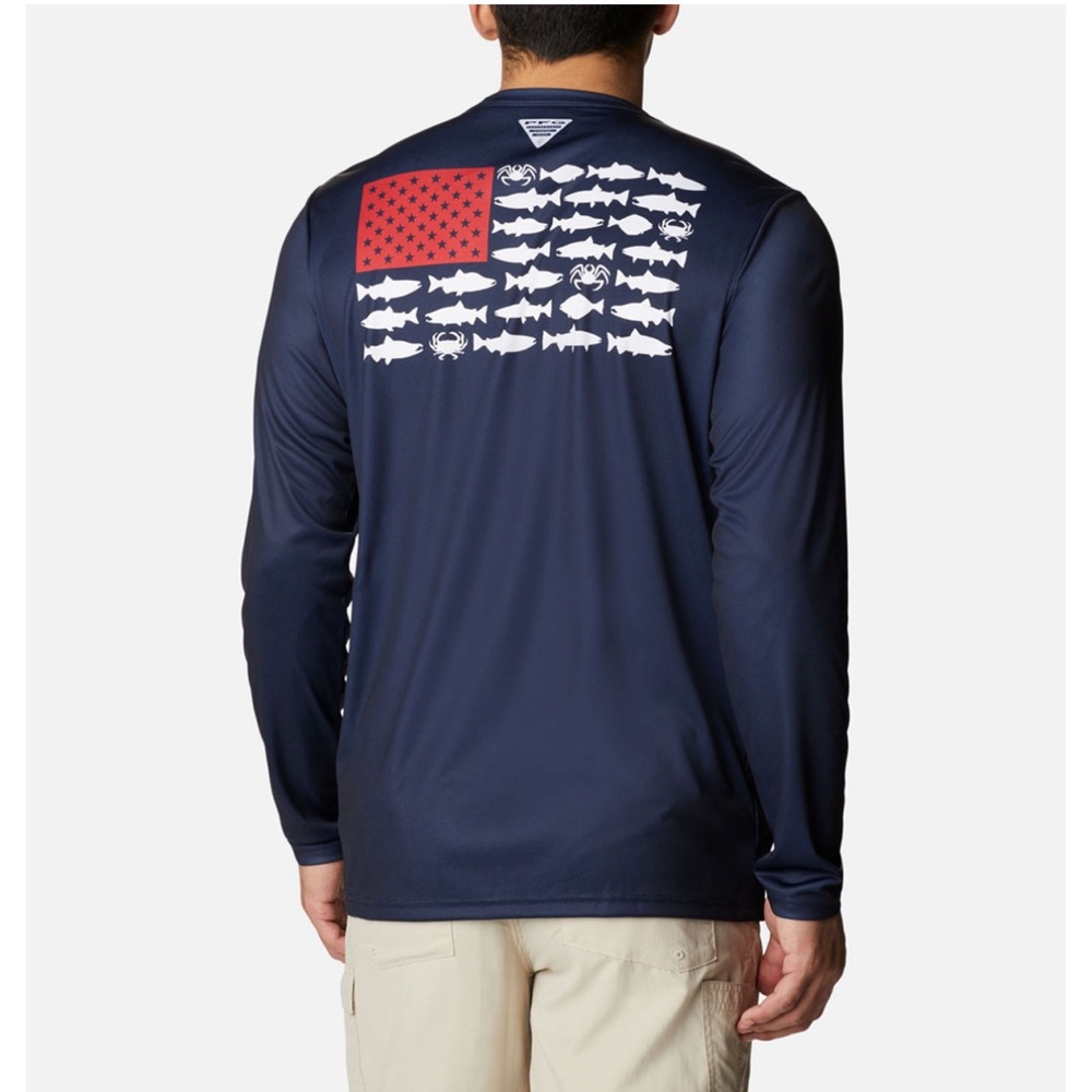 Columbia Men's Long Sleeve Tee - Navy and Red